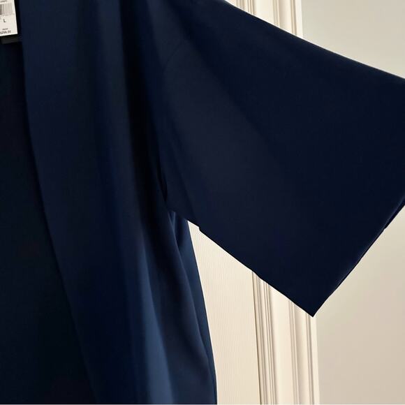 Natori Solid Blue Crepe Kimono Blazer Open Front Topper NWT Oversized LARGE - Picture 5 of 14